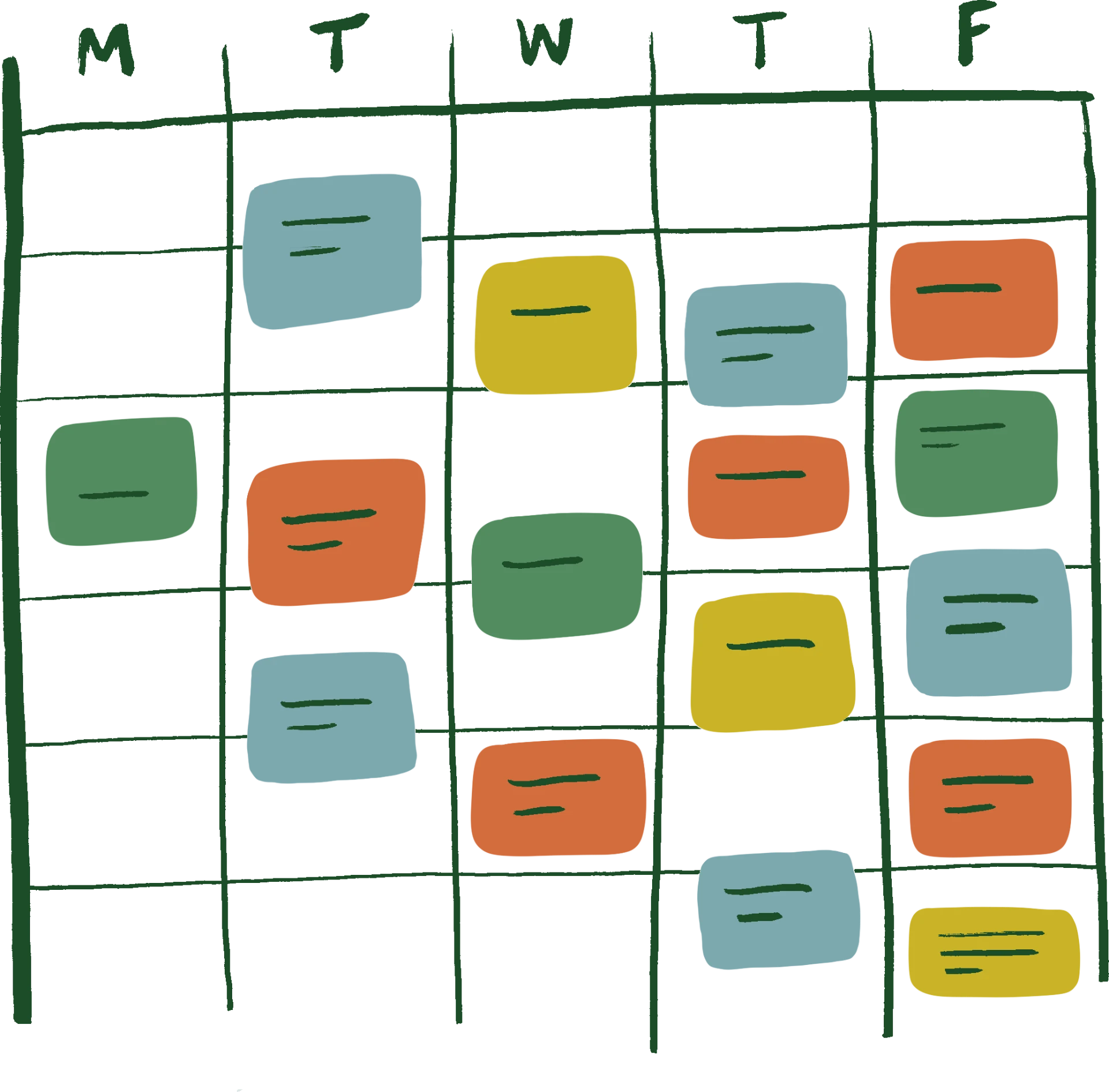 A crowded weekly calendar filled with meetings